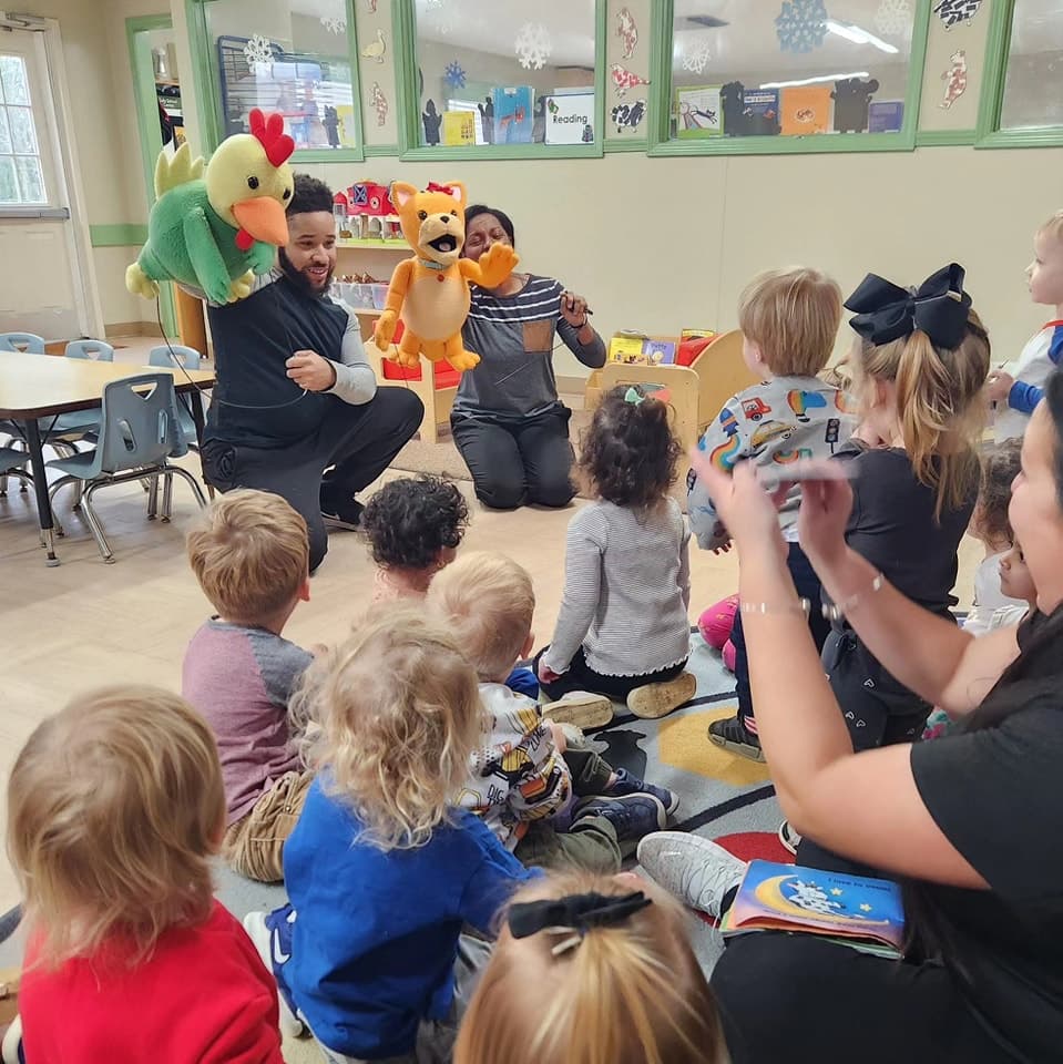 primrose puppets in classroom
