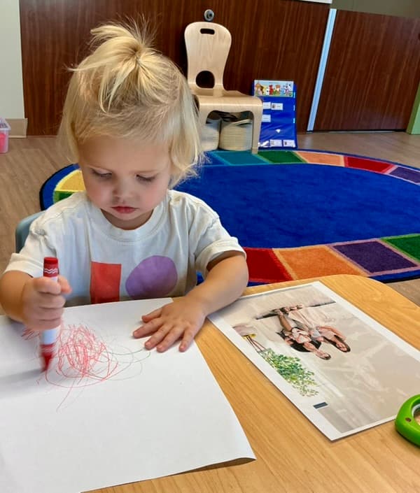 Tiny artists at work! Every crayon stroke is a step in learning and discovery at Primrose.