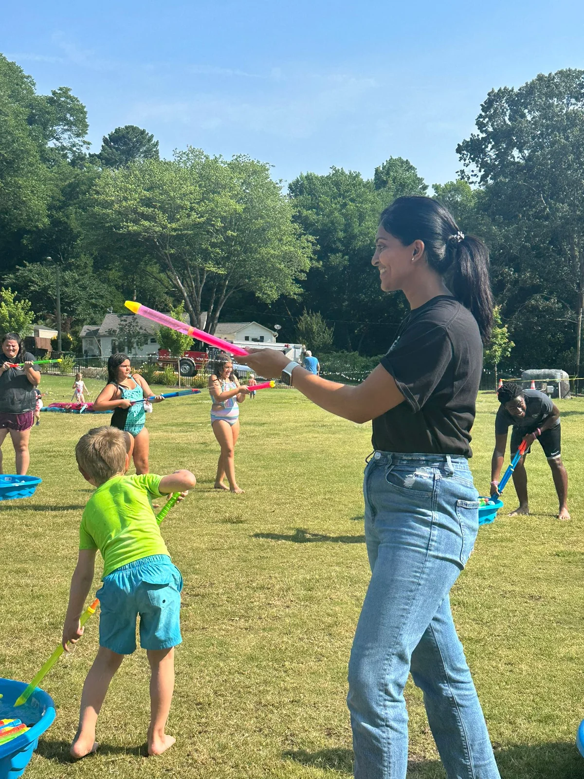 Primrose Waxhaw Franchise owner participating at water day