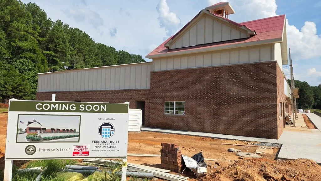 Image shows Primrose School of Waxhaw construction progress