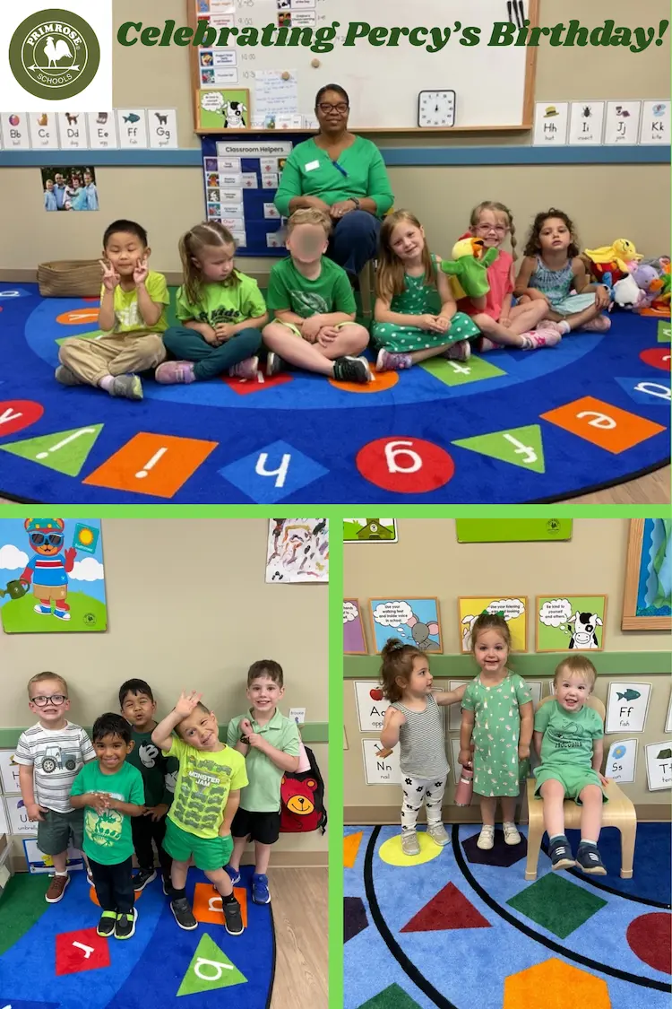 different classes at PSW celebrating Percy's birthday