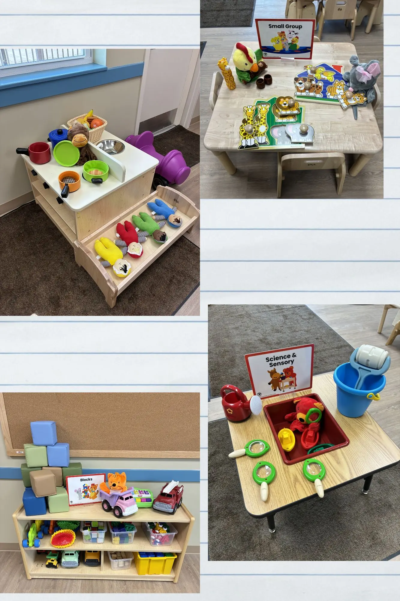 Image shows different centers in the classroom