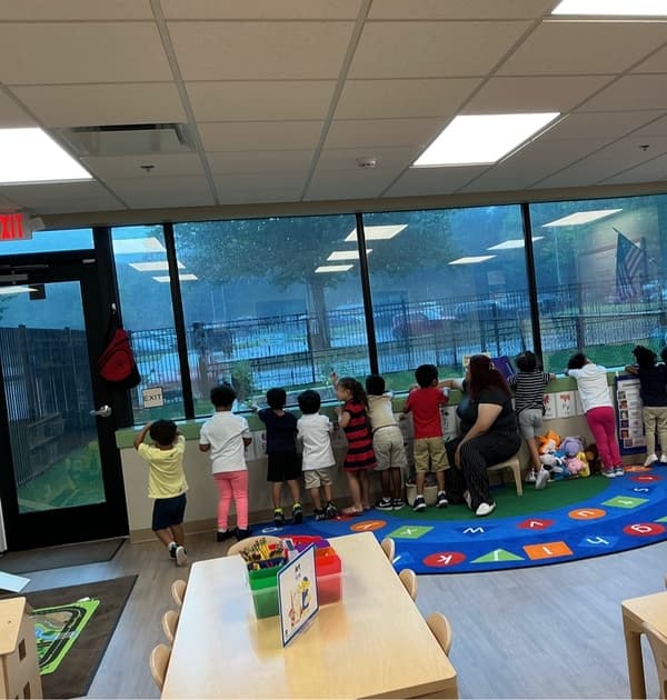 kids looking out the window