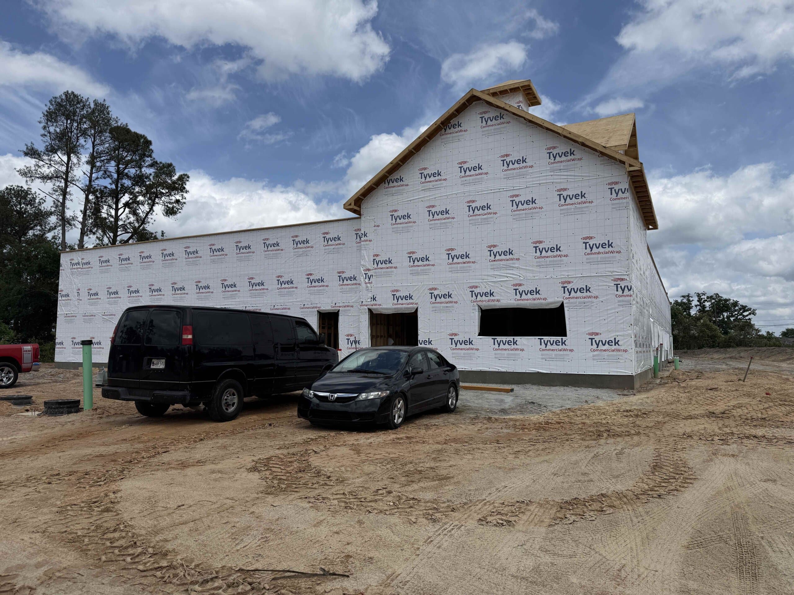Exterior view of the new Primrose School of Augusta building being constructed