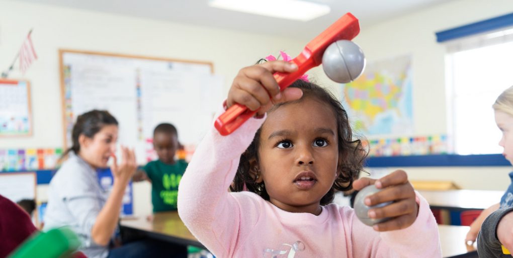 Primrose student learns about STEAM by playing with magnets in classroom