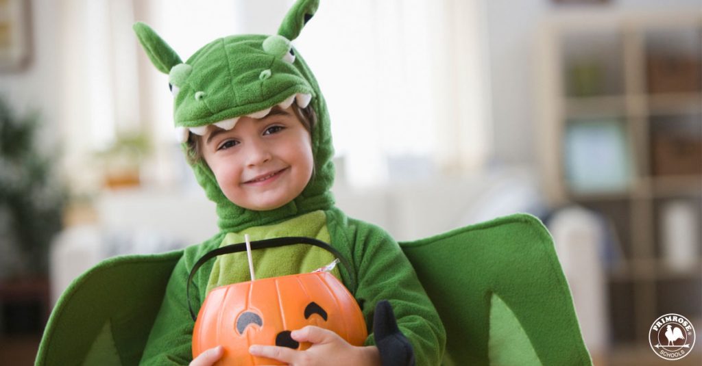 Toddler in halloween costume