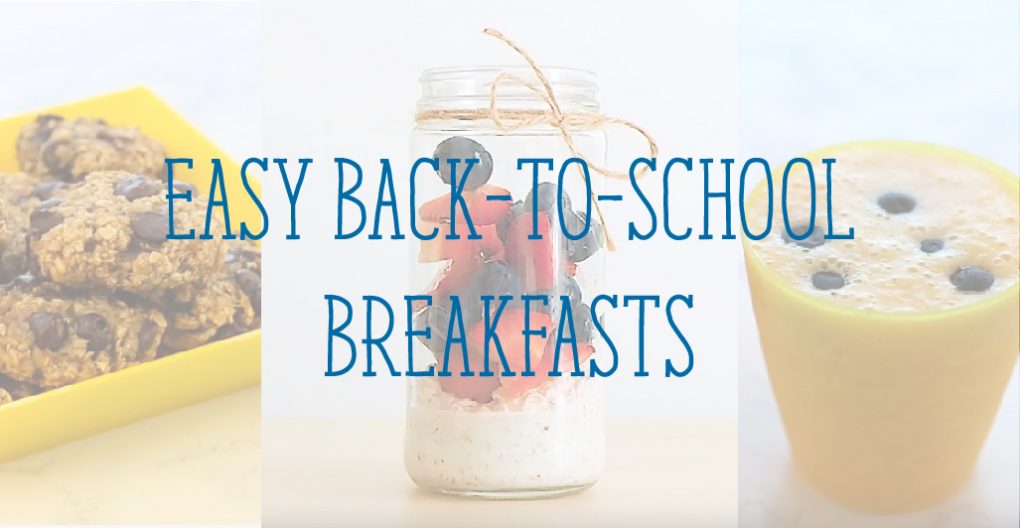 Collage of three easy breakfasts on-the-go for families and kids